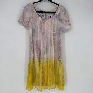 ANTHROPOLOGIE HD IN PARIS DIPPED‎ CHROMA FLORAL SWING DRESS OMBRE SZ 2